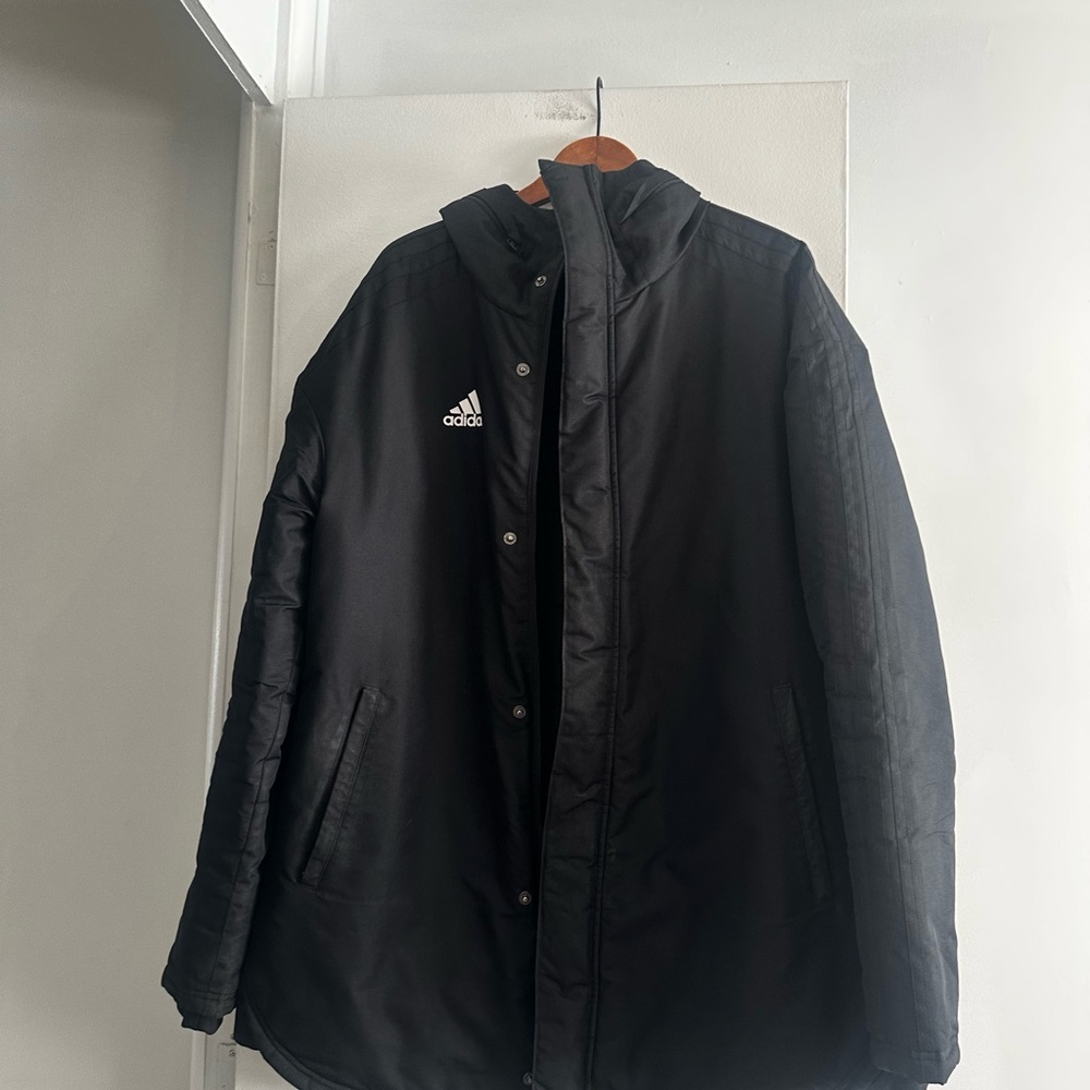 Adidas Men's Black Performance winter Jacket famous 3 stripe - Unisex - Picture 3 of 15